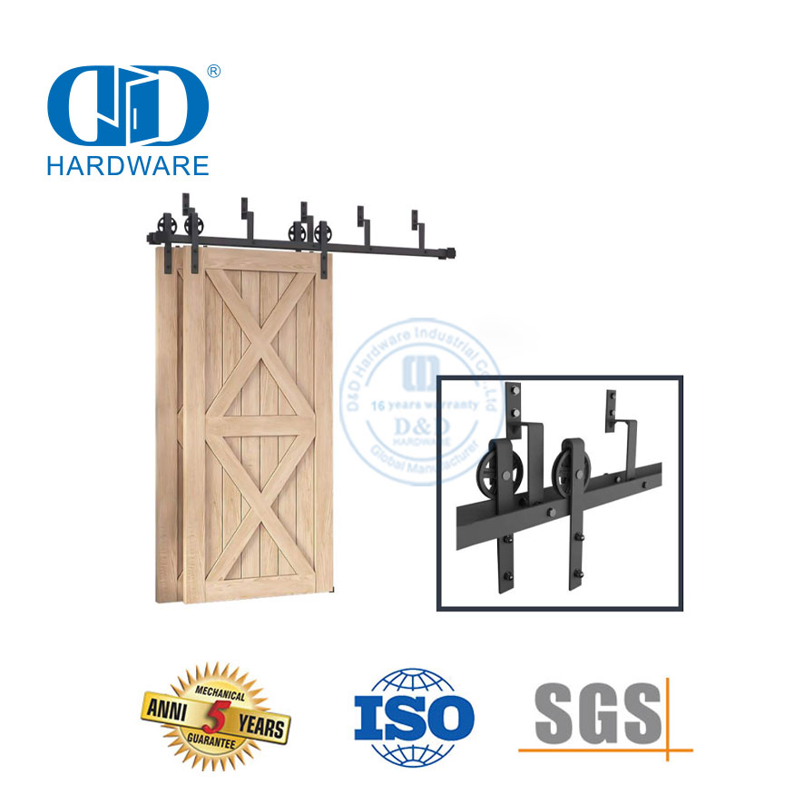 Aço inoxidável acabamento preto metal deslizante porta do celeiro slide hardware de construção acessórios porta ferragem faixa Set-DDBD021