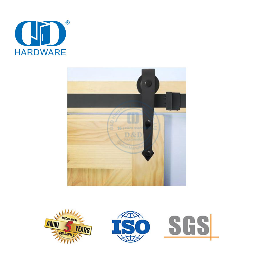 Kit de hardware para porta de celeiro interno preto de aço inoxidável personalizado faixa acessório de hardware para porta de garagem-DDBD017