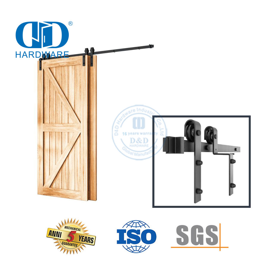 Aço inoxidável preto interno externo deslizante porta do celeiro kits de ferragem aptment porta ferragem Track-DDBD023
