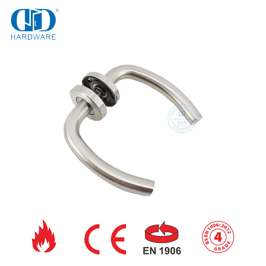 Decoração de casa moderna EN 1906 Hardware Silver Hollow Lever Handles-DDTH004-SSS