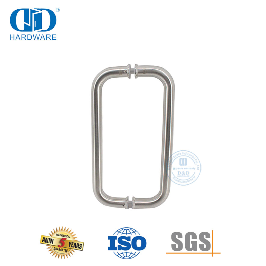 Porta de vidro de aço inoxidável 304 de prata escovada dupla curva espessada tipo C puxador emoldurado -DDPH007-A