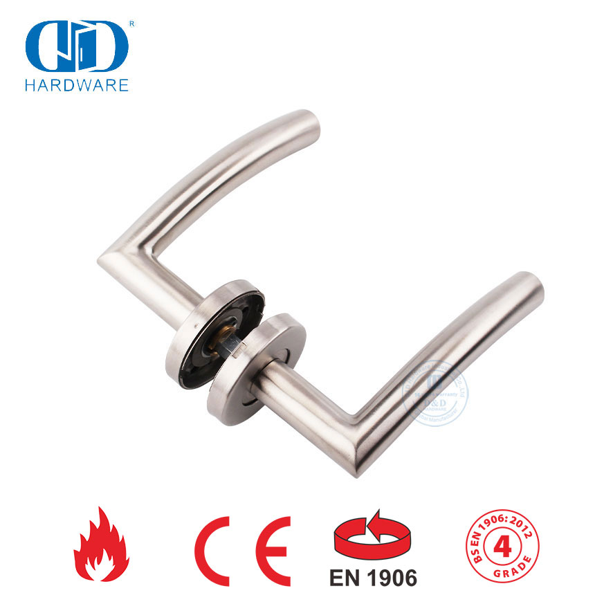 BS EN 1906 Maçaneta de porta de entrada grau 4 para porta de madeira-DDTH008-SSS