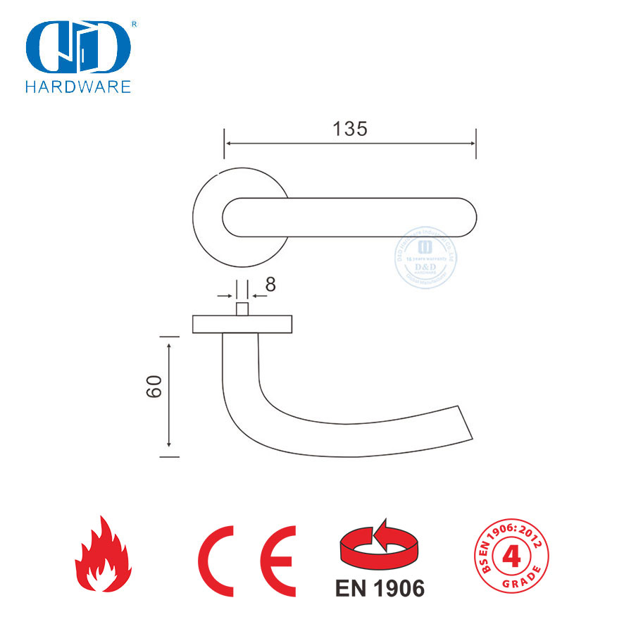 Decoração de casa moderna EN 1906 Hardware Silver Hollow Lever Handles-DDTH004-SSS