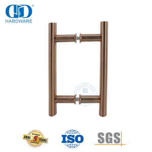 Mobiliário de escritório Tubo Circular em Ouro Rosa em Forma de H Aço Inoxidável 201 Chuveiro Porta de Vidro Deslizante Handle-DDPH001-A Φ25-RG