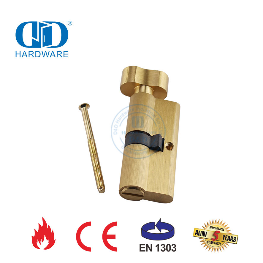 Cilindro de fechadura de encaixe para banheiro de latão acetinado com certificação EN 1303-DDLC007-70mm-SB