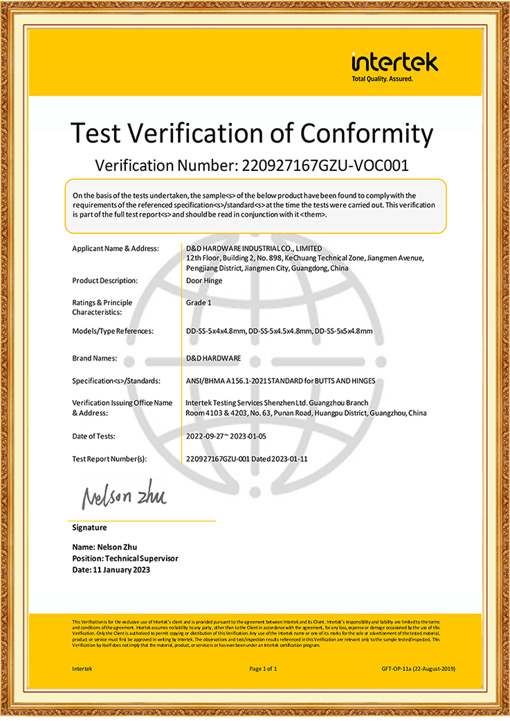 Dobradiça de porta interna comercial resistente BHMA ANSI grau 1 para Arábia Saudita-DDSS001-ANSI-1-5x4.5x4.8mm