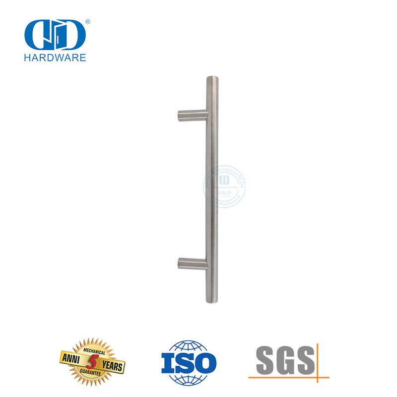 Maçaneta moderna de aço inoxidável com barra T prateada para porta de banheiro para porta de vidro-DDPH031-SSS