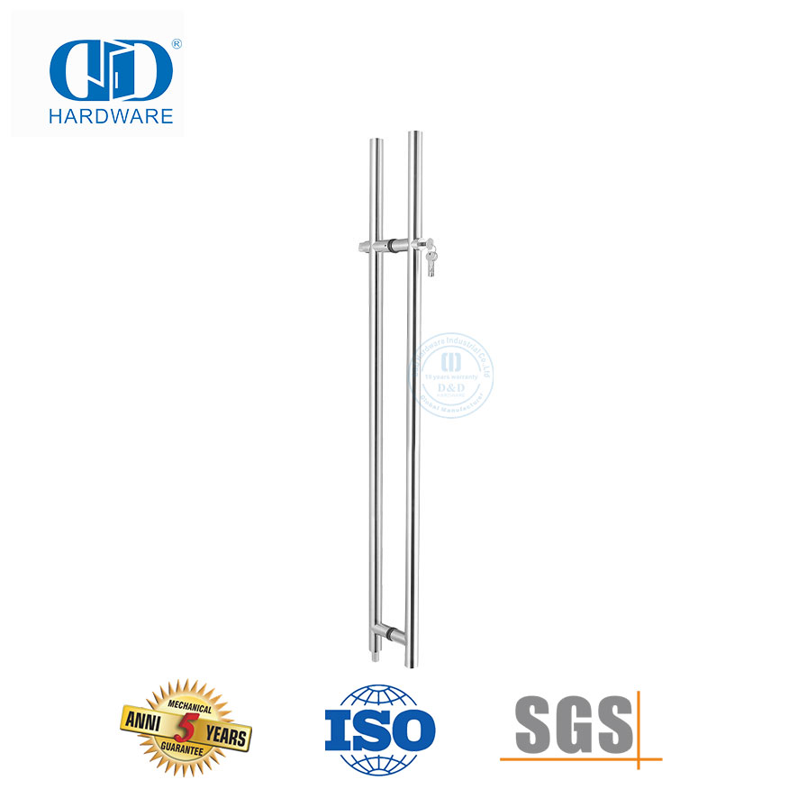 Maçaneta da alavanca da porta de vidro com fechadura, ferragem para porta de vidro frontal de escritório com fechadura-DDPH040
