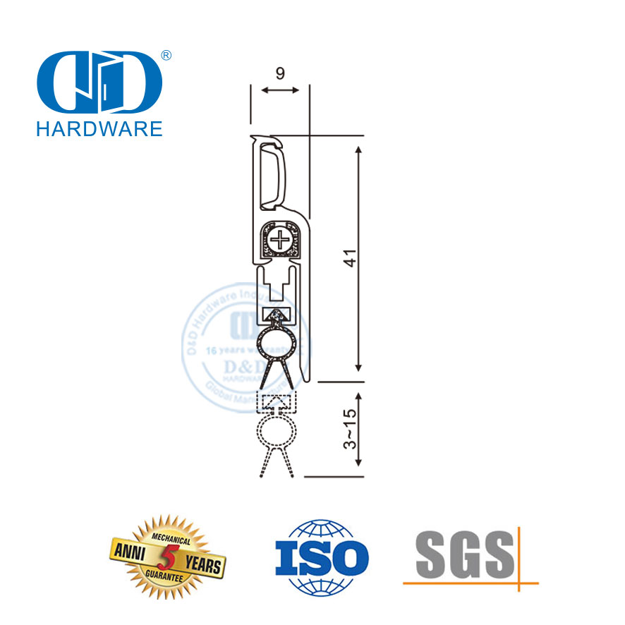 UL Fácil Instalação Acústica Automática À Prova de Ar Quente Acessório de Hardware de Construção Alumínio Escondido Porta Inferior Seal-DDBS003