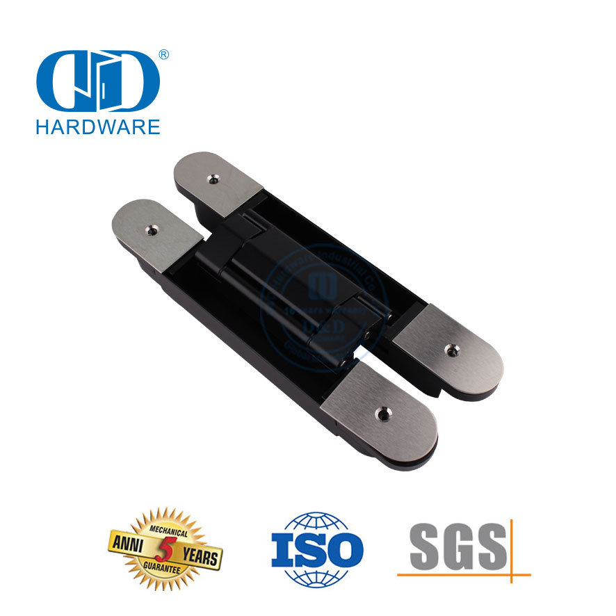 Alta segurança liga de zinco 3d escondido invisível móveis armário guarda-roupa ferragem não-handed pivô porta dupla dobradiça-DDCH008-G80