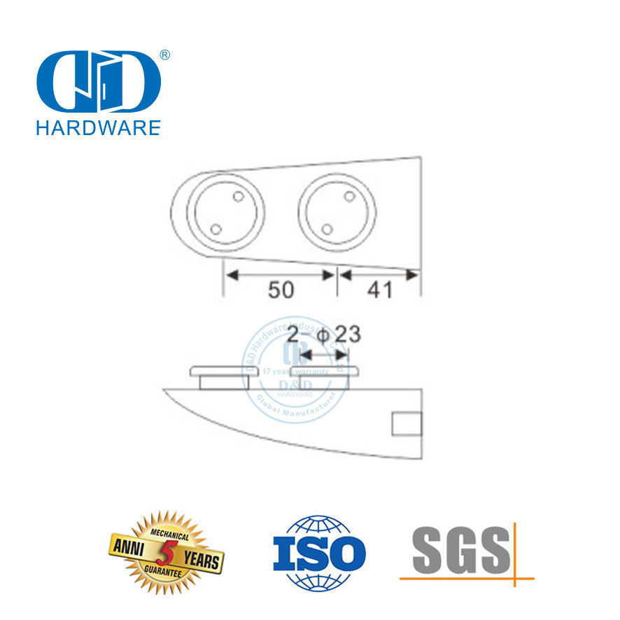 Pivô de porta inferior de aço inoxidável, hardware de porta de vidro, remendo de pivô, encaixe superior Pivot-DDGP012