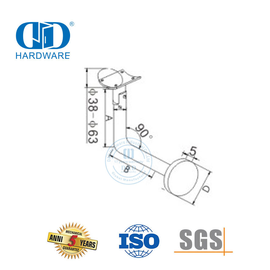 Acessórios de trilho de escada suporte de braçadeira de vidro de aço inoxidável porta de vidro corrimão Bracket-DDHB004