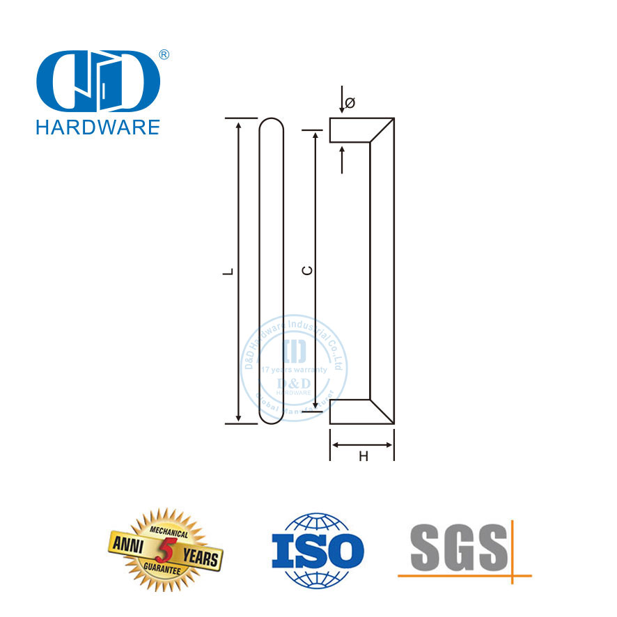 Hardware de vidro redondo grande quadrado de madeira de aço inoxidável Puxador mitrado-DDPH002