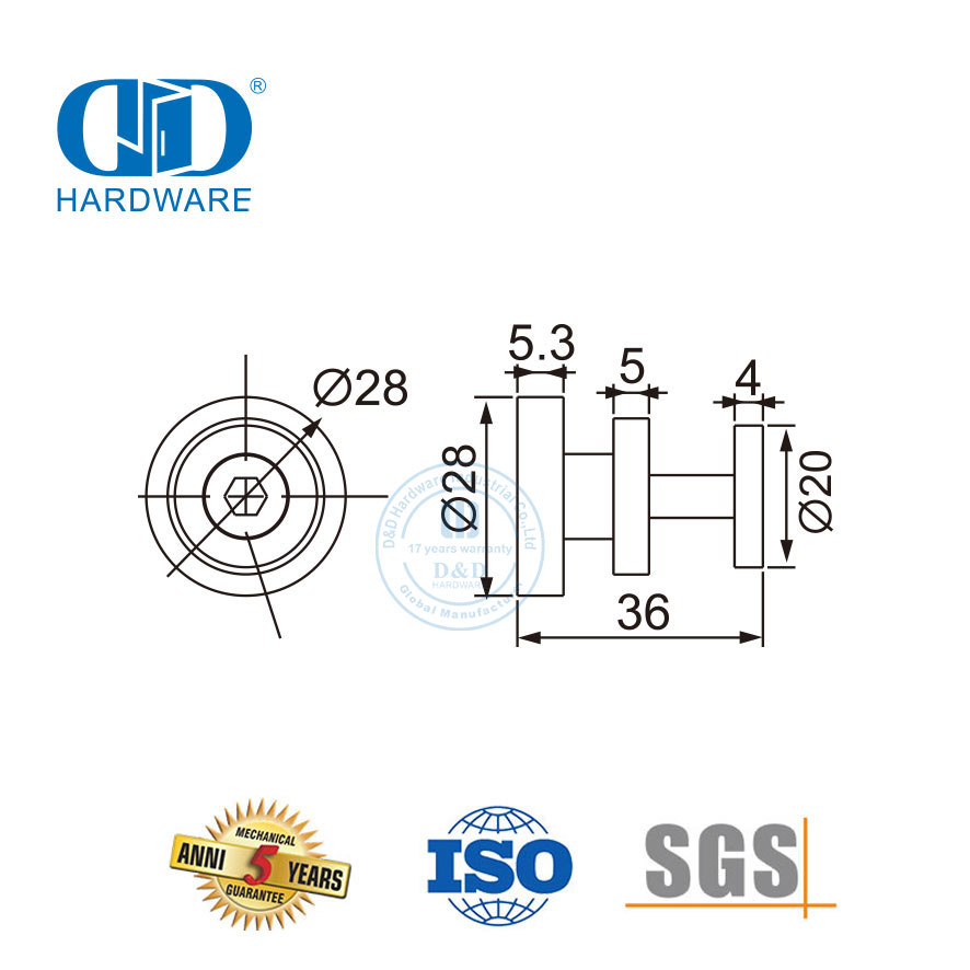 Braçadeira de tubo acessório de banheiro de hardware de porta deslizante de aço inoxidável-DDSL001-4