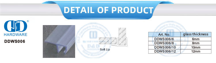 Acessórios do banheiro tira de vedação do chuveiro acessório da porta de vidro porta de vidro pvc vedação de borracha à prova dwaterproof água Strip-DDWS006
