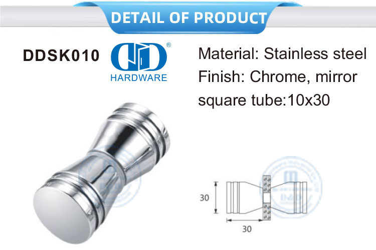 Hardware de móveis latão único lado chuveiro puxadores de porta de vidro botão do banheiro para sem moldura Door-DDSK010