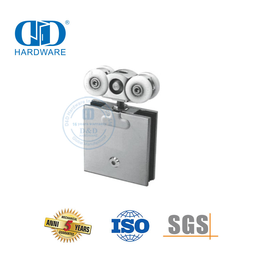 Braçadeira de porta de alta segurança, aço inoxidável, acessórios de vidro de alumínio, hardware de banheiro, rolo de porta de chuveiro para porta deslizante-DDGS138