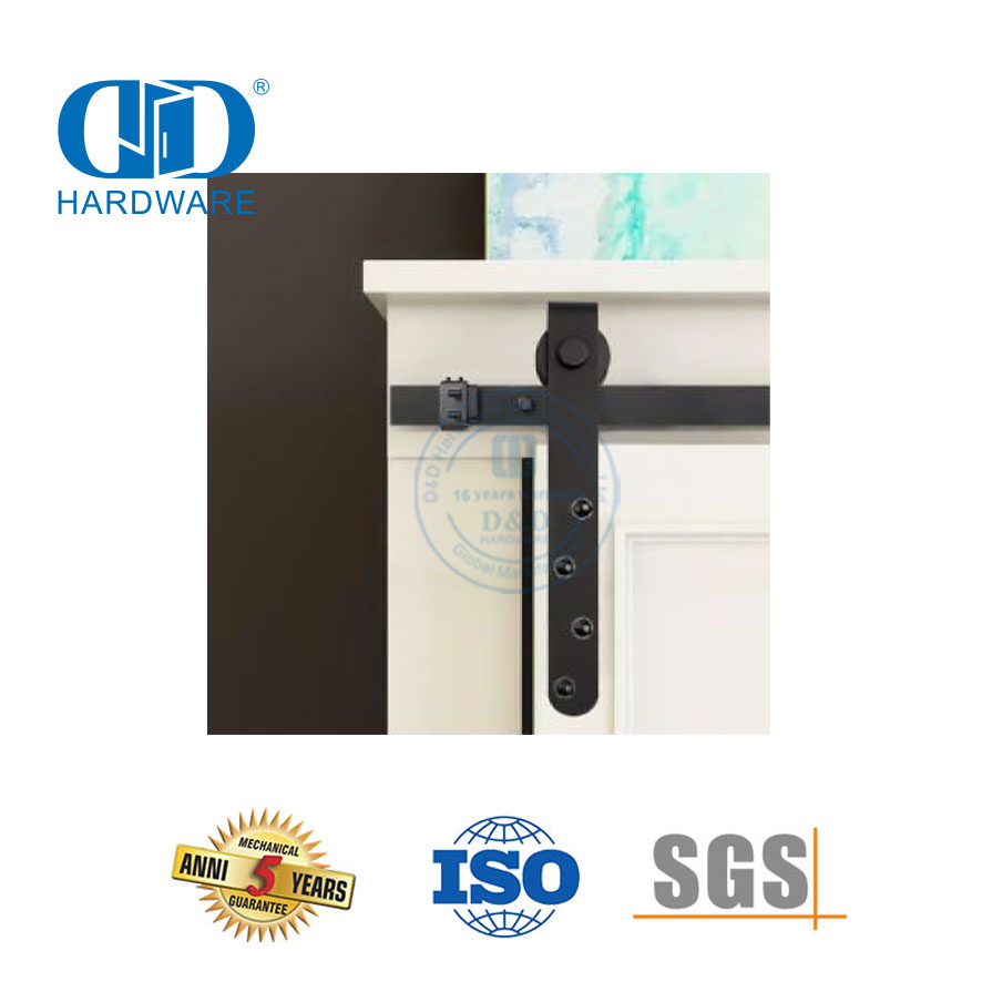 Hardware de construção de aço inoxidável preto mini deslizante celeiro porta de madeira para armário e tv Stand-DDBD031