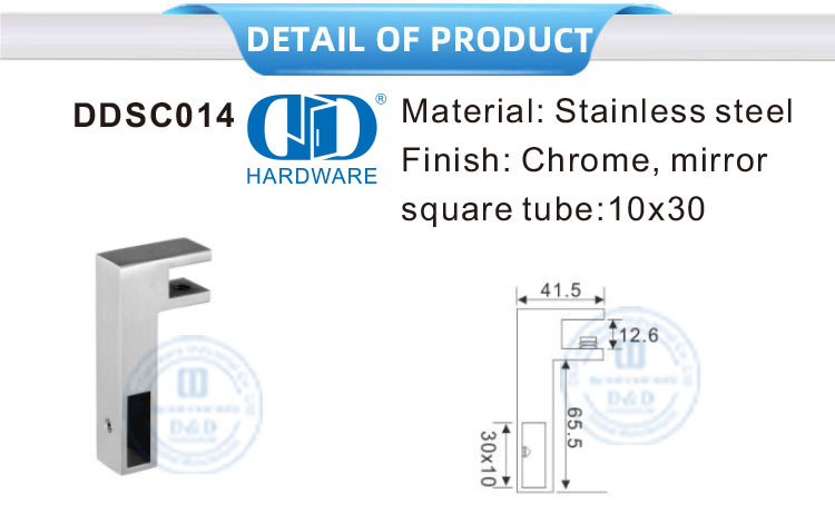 Suporte de barra de suporte de banheiro de aço inoxidável escovado porta de vidro acessório tubo Connector-DDSC015