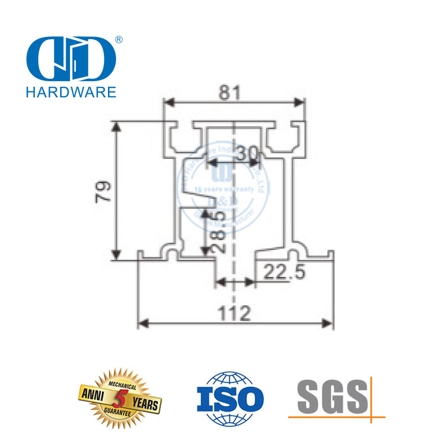 Rolo de suspensão da porta deslizante dos acessórios de vidro do trilho de guia do perfil de aço inoxidável do OEM para o banheiro Restroom-DDGS149