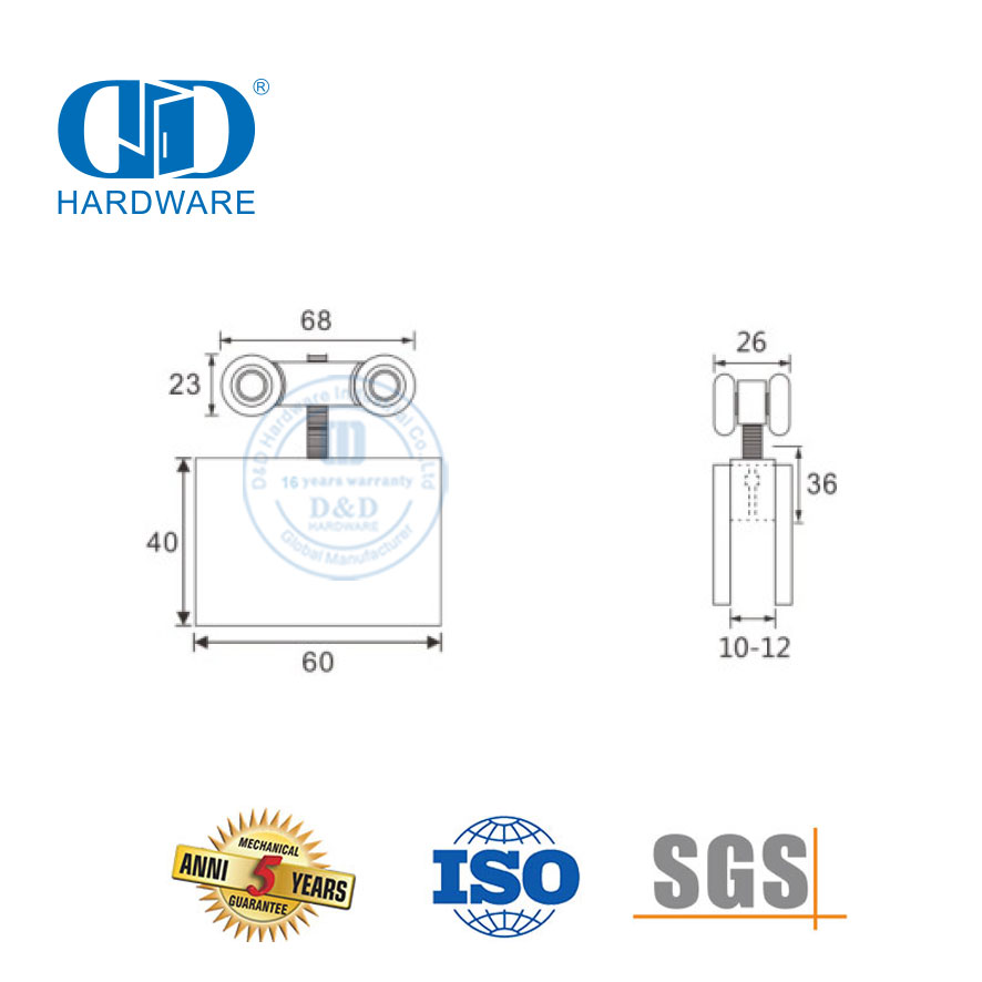 Braçadeira de porta de aço inoxidável porta deslizante pendurado rolo acessórios de montagem de vidro conjunto para Bathroom-DDGS162
