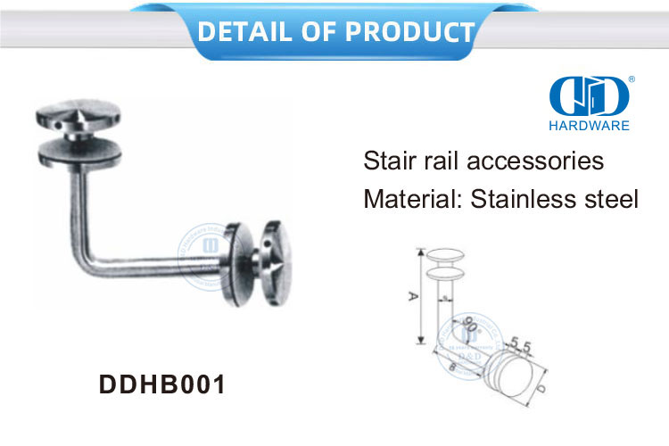Fabricante de porta de aço inoxidável, montagem de vidro, balaustrada, corrimão, suporte-DDHB001