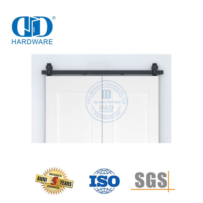 Aço inoxidável deslizante porta do celeiro ferragens móveis cor preta duplo kit de ferragem porta do celeiro para interior madeira Door-DDBD025