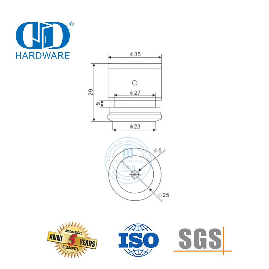 Sistema de pivô de porta de vidro de fixação de ponto único ajustável de aço inoxidável Hardware-DDGP024