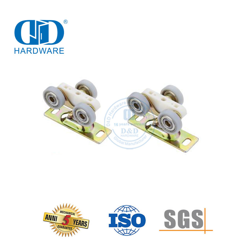 Plástico de aço inoxidável plana três rodas rolo deslizante porta do celeiro kits de ferragens móveis Hardware-DDBD053