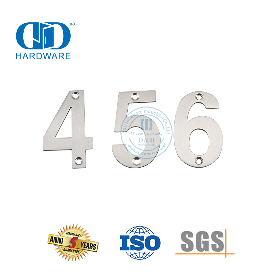 Número da placa de porta de aço inoxidável, carta moderna, casa, porta de metal, assinatura Plate-DDSP013