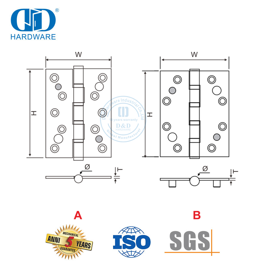 Dobradiça de porta de segurança dupla de aço inoxidável amplamente utilizada-DDSS013