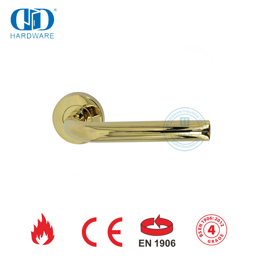 Espelho de latão polido dourado EN 1906 tipo tubular maçaneta de porta-DDTH002-PB