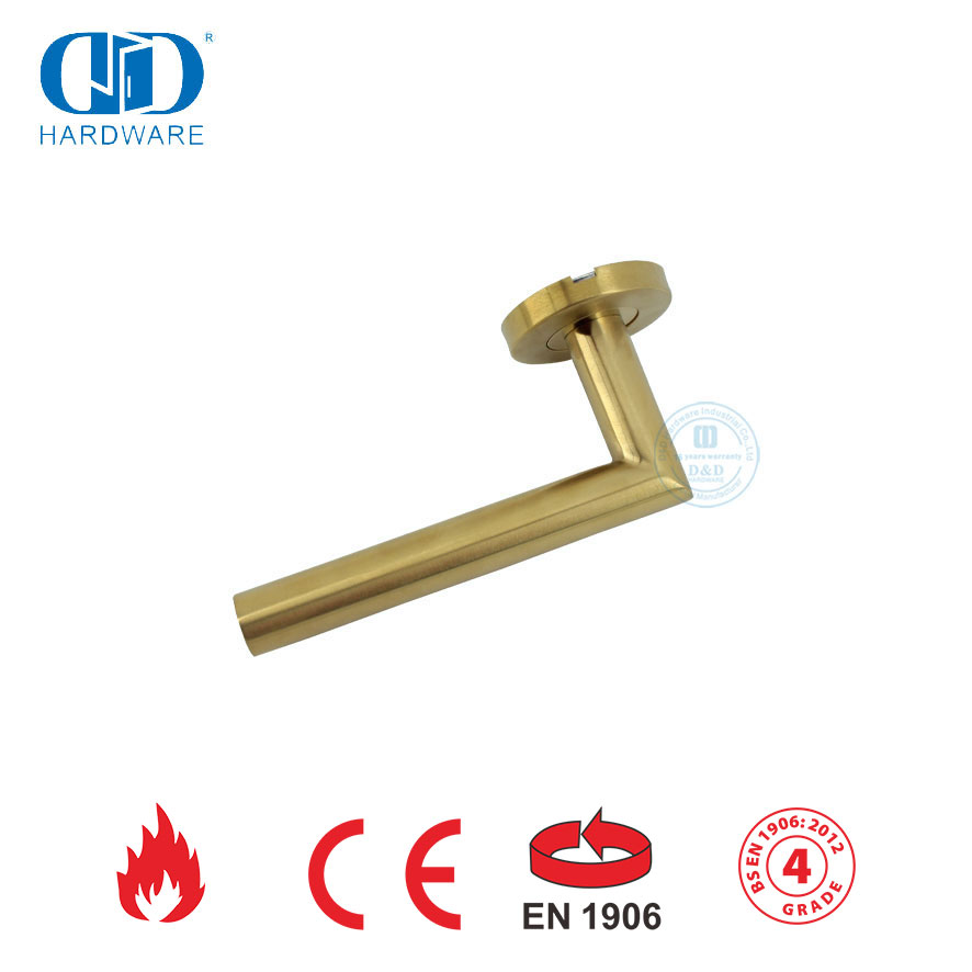 Acessórios de segurança para fechadura de porta em latão acetinado EN 1906 Alavanca dourada Handles-DDTH003-SB