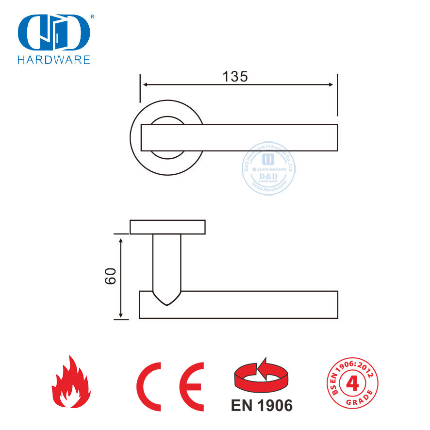EN 1906 Alça de alavanca tipo tubular reto de boa qualidade-DDTH009-SSS