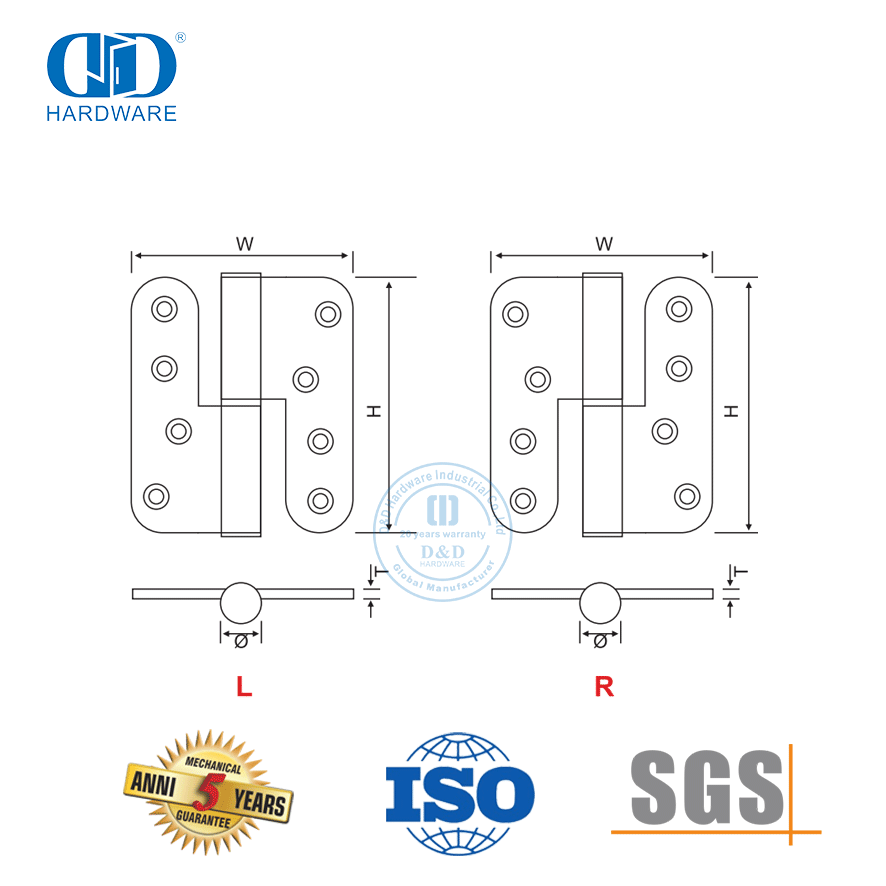 Dobradiça elevatória de aço inoxidável para porta da sala de armazenamento-DDSS021