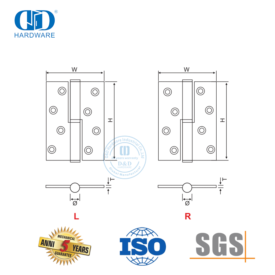 Dobradiça de porta elevatória de aço inoxidável para quarto infantil-DDSS022